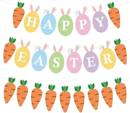 Oster-Wimpelkette, Osterbanner, Osterdekoration, Karottendekoration, Papier-Osterdekoration, Osterdekoration, Osterdekoration, Papier-Osterdekoration, 2 Stück