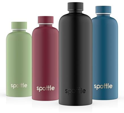 spottle Insulated Stainless Steel Water Bottle 500 ml / 750 ml / 1 L / 1.5 L – Double-Wall Vacuum Flask, Leak-Proof, BPA-Free, Dishwasher Safe, Carbonation-Friendly (Black, 750 ml)