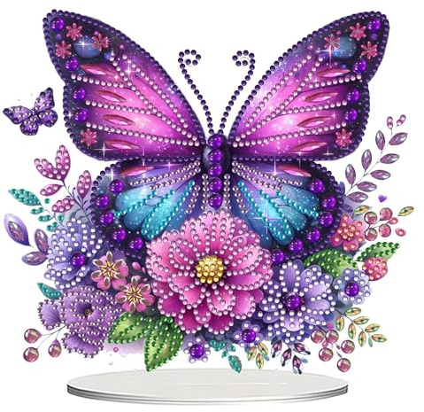 Beojonvy Diamond Painting Aufsteller, Diamant-Painting-Schmetterling, DIY diamond painting tischdeko, 5d diamonds paintings neuheiten 2025 Geschenk Mädchen 6 7 8 9 10 11 Jahre