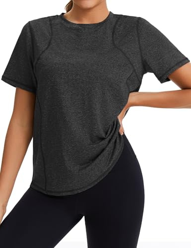 Gyabnw Tee Shirt Sport Femme Col Rond Séchage Rapide UPF 50+