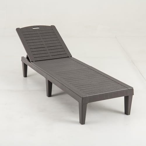 COSTWAY Sonnenliege Kunststoff 2er Set, wetterfeste Gartenliege mit Verstellbarer Rückenlehne, Balkonliege, Terrassenliege, Liegestuhl bis 160 kg belastbar für Garten, Terrasse (Braun)