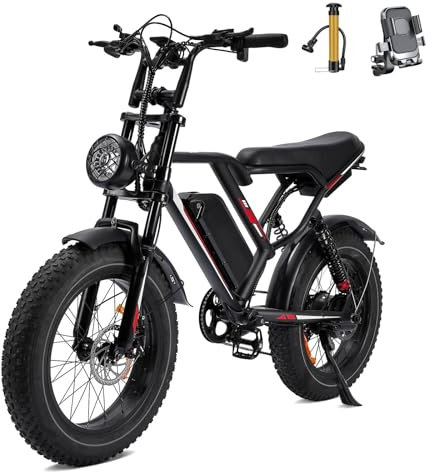 Kalorace Bici Elettrica per Adulti, Autonomia Massima di 50-80Km, Bici Elettrica con Pneumatici Fat da 20, Batteria Rimovibile da 48V-17.5Ah per Montagna, Neve, Sabbia e Strada.
