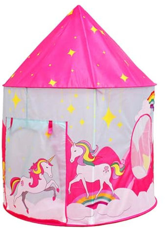 Yardwe 1 Satz Kinderzelt Spielhaus mit Einhorn Muster Atmungsaktives Indoor Tipi für Tragbar für Zuhause Garten Partys und Spielzimmer Rosa