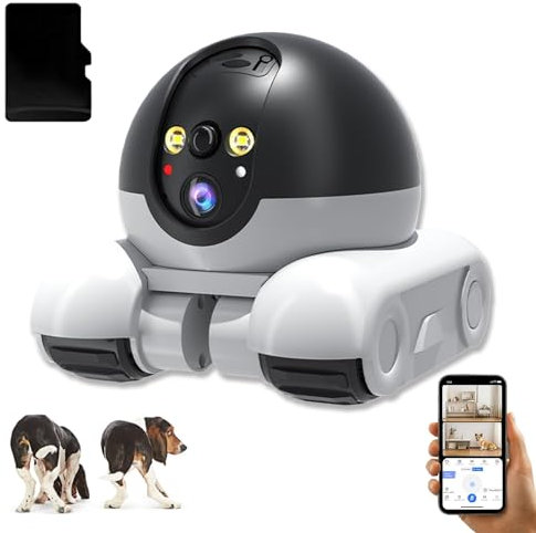 Blinky Bot Camera,Robot Camera,360° View,1080P,With 32/64/128G Memory Card,With 2-Way Talk Audio,App Control and Night Vision,for Family (4G Style,128g Memory Card)