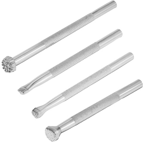 Beebeecraft 4Pcs Leather Stamping Tools Metal Stamp Punch Kit Set Carving for Leather Working Making Imprinting Handmade DIY Crafts Art Belt Bag Hat Shoes