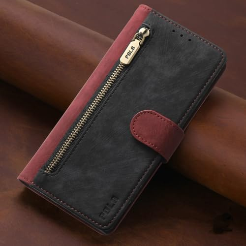 BEENTRYS PU Leder Handyhülle für Samsung Galaxy M30S / M21 Hülle,Zipper Tasche Kartenfach Ständer Brieftasche RFID Schutz Magnetverschluss Flip Case Klapphülle Stoßfest Schutzhülle-Schwarz