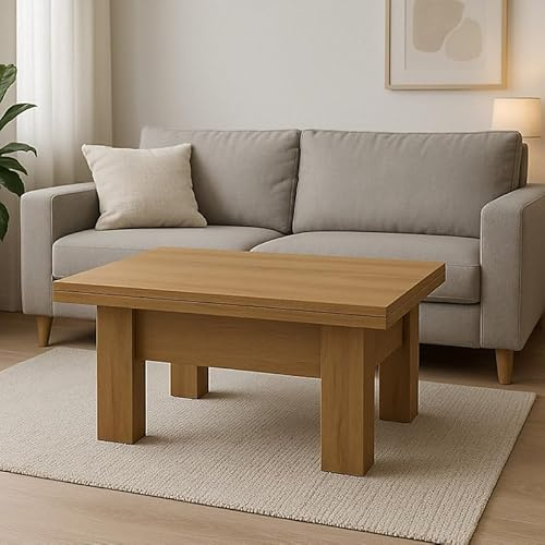 Agritrade AK Modern Coffee Table ERYK Extendable 100 to 200 cm ABS Veneer - Kraft Gold