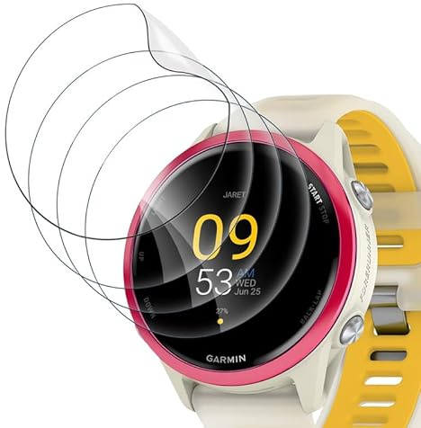 Devgoed [4 Stück] für Folie Garmin Forerunner 570 42mm Weich TPU Glasschutzfolie, Frei von Staub Schutzfolie Garmin Forerunner 970 42mm Displayschutz, Anti-Shedding Displayfolie Panzerglas