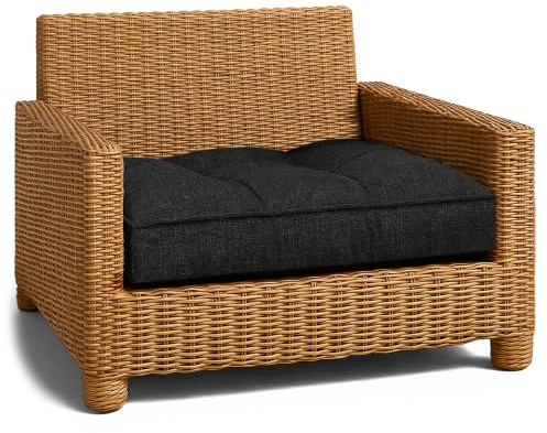 Amazinggirl Polster für Gartenmöbel Sitzpolster 50x50 cm - Lounge Kissen Outdoor Polster Balkon und Gartenmöbel-Kissen Loungekissen Gartenpolster Auflagen für Rattanmöbel Graphit Öko-Leinen