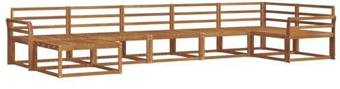 vidaXL Outdoor-Sofagarnitur 7 pcs Natur Massivholz Akazie, Modernes Akazienholz Outdoor-Sofaset, langlebige Gartenmöbel, Flexible Anordnung für die Terrasse, Bequeme Lounge im Hinterhof
