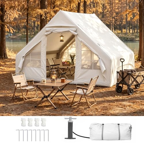 Hawthyhome Aufblasbares Zelt 3x2m, Campingzelt für 2-6 Per mit Luftpumpe aus Wasserdichtem Oxford-Stoff für Jahreszeiten, Schneller Aufbau Luftzelte