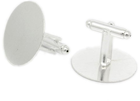 Bacabella 20230 Manschettenknöpfe 25x25mm 25mm Fläche Rohling Silber (2 Stück)