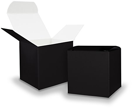 50x itenga GeschenkSchachtel aus Karton zum Befüllen (Adventskalender Gastgeschenk, Hochzeit Taufe Geburt) (Würfel 6,5x6,5cm, schwarz)