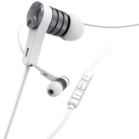 Hama Kopfhörer Intense (In-Ear-Kopfhörer, Mikrofon von 50 Hz – 10 kHz (2200 Ω), Bandbreite des Kopfhörers von 20 Hz – 20 kHz (16 Ω), Klinkenstecker 3,52 mm, flach, Länge 1,2 m) weiß/grau