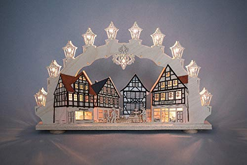 Weigla Günter Gläser Leuchtenherstellung Lichterbogen 15 FLG.Altstadt (L/H/T): 66,0 cm x 41,0 cm x 6,0 cm NEU Leuchterbogen Schwibbogen
