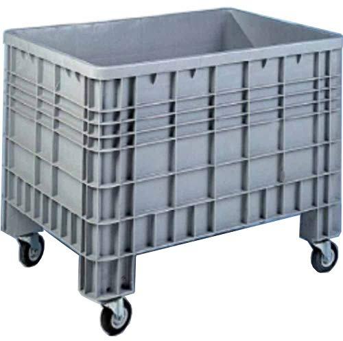 Cassone bins in plastica chiuso con ruote carrello Contenitore sovrapponibile in PHED litri 280 per l'industria leggera dimensioni mm.1000x640xh.770