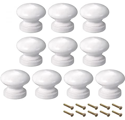 sourcing map 10Stk Runde Holzknöpfe Küche Kabinett Möbel Zugsgriff für Kleiderschrank Kleiderschublade 24mm Dmr Weiß