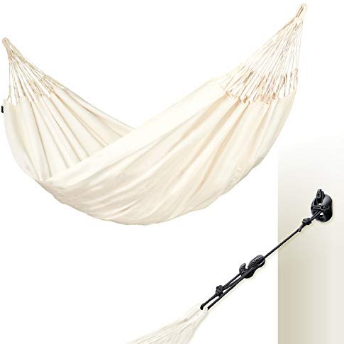 La Siesta® XL King Brisa Klassische Hängematte & CasaMount, Wand-, Decken-, Balken-Aufhängungsset, für drinnen und draußen, wetterbeständig, Vanille
