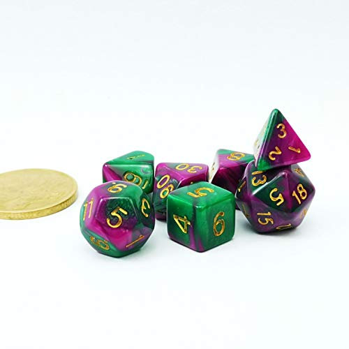 Bescon Mini Two Tone Polyhedral RPG Dice Set Wizard Jungle, 10MM Small Dice Set D4-D20