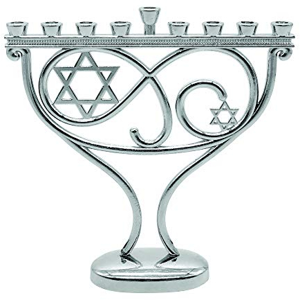 Silberton Chanukka Menora - Passend Für Alle Standard Chanukka Kerzen - Menorah Hanukkah - Wunderlich Design mit Davidstern - 21 cm Hoch