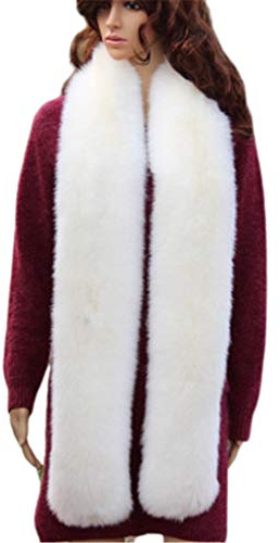 LDFWAY Langer Kunstfell-Schal, Stola, Schal für Herren und Damen, Winter, warm, weiß, 42