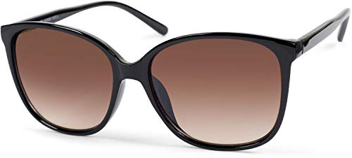 styleBREAKER Gafas de sol para mujer Oversize con lentes ovaladas de policarbonato y montura de plástico, Retro Style 09020092, color:Marco negro/gradiente de cristal marrón