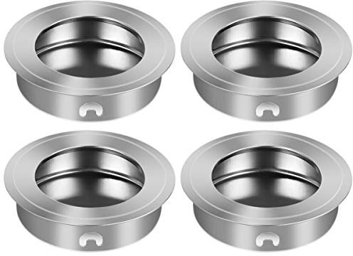 DOITOOL Maniglie Tonde Incasso Porta Scorrevole 4 Pezzi - 35mm Maniglie Nascoste Argento in Acciaio Inossidabile - Maniglie per Mobili Da Cucina Cassetti, Scarpiere, Armadi, Armadio
