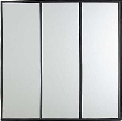 HOME DECO FACTORY Miroir Atelier Métal 61.50 x 2.00 x 61.50 cm Deco Murale Miroir HD4366 Noir