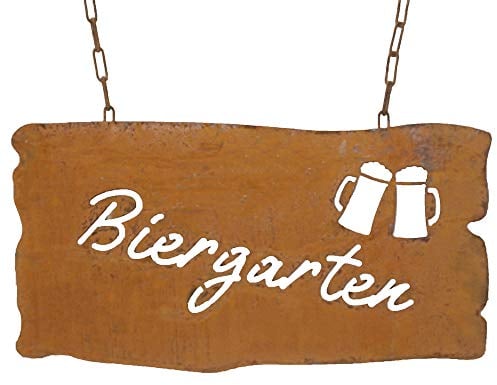 Schild Spruchtafel rostiges Gartenschild Edelrost Rost zum hängen Gartendeko (Biergarten)