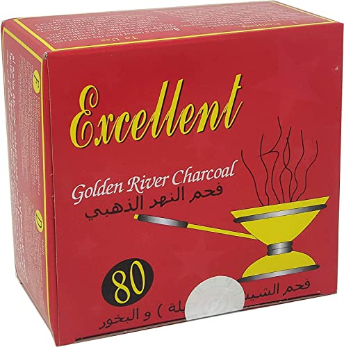 80 Excellent Golden River Charcoal Tablets for Instance Burning - Tablets are Packed in Rolls of 10 (Golden River Charcoal)