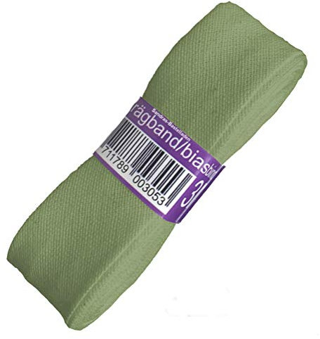 Sandras-Bastelladen Schrägband/Einfassband Baumwolle Uni gefalzt 3m x 20mm 406-Seegrün Hell