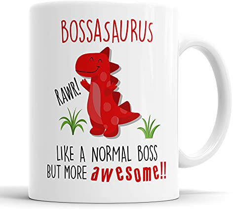 Bossasaurus Mug Boss Dinosaur Cup for Fathers Day Birthday Christmas Funny Mug Present for Boss