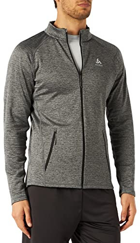 Odlo Herren Tencia Langarm Shirt Mit Reißverschluss, Dark Grey Melange, XXL EU