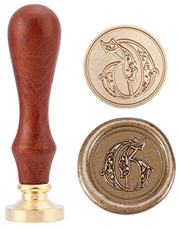 Mogokoyo Vintage-Stil Wachs Siegelstempel Initialen Buchstabe Stempel mit Holzgriff A-Z Gotik Schriftart Alphabet Siegel Petschaft Brief 26 Buchstaben (G)