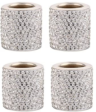 JZK 4 x Weiß Auto Kopfstütze Halsband Kristall Strass Kopfstütze Ringe Bling Innendekoration für Auto LKW SUV Fahrzeug