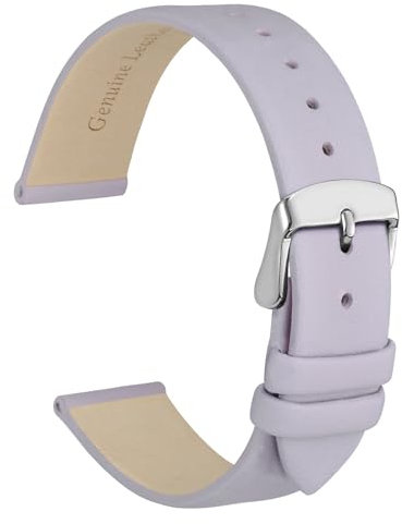 WOCCI 12mm Elegante Cinturino per Orologio con Fibbia Argento (Viola Chiaro)