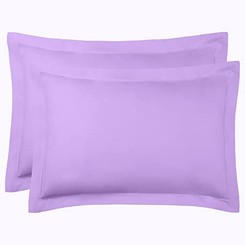 Cotton Comfort Bedding Oxford Pillow Cases 2 Pack 400 Thread Count 100% Egyptian Cotton Lilac Pillowcases 2 Pack Unique Oxford Design Soft & Hypoallergenic Pillow Covers Pack of 2 (Lilac)
