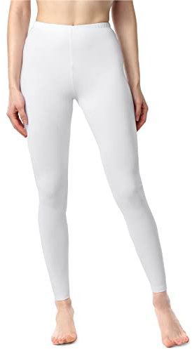 Bellivalini Damen Lange Leggings aus Bio-Baumwolle BLV50-183 (Weiß, L)
