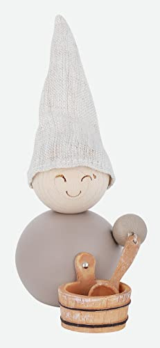 aarikka Sauna Elf mit Aufgusskübel und -Kelle, H 11 cm, beige-braun