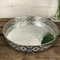 Silver Mirrored Candle Plates Metal Frame Round Wedding Table Centerpiece Trays (Large)