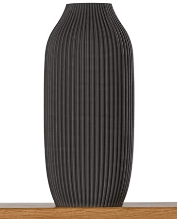 Blumenvase/Dekovase Stella M 22,5 cm für Schnitt-/ Trockenblumen | nachhaltig | Deko Vase Pampasgras (Dunkelgrau)