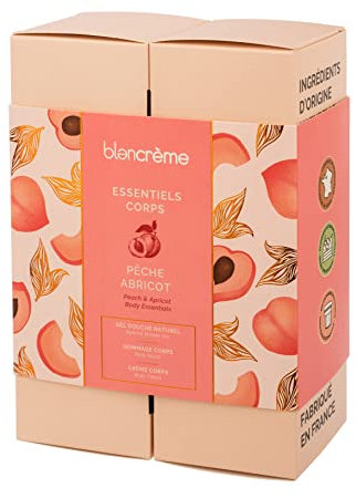 Blancrème - Coffret Cadeau Soins du Corps 99% naturel Pêche Abricot : Gel douche, Gommage & Crème corps fondante