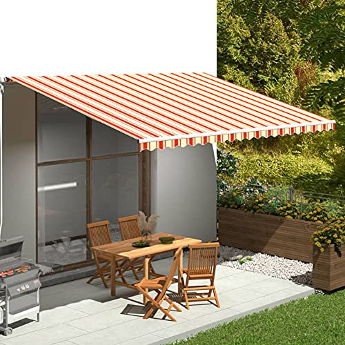 XIAOGUANG Markisenbespannung, Markisenstoff, Markisentuch, Markise, Outdoorstoff, Sonnensegel, Sonnenschutztuch, Wetterfeste Plane Für Außen, Gelb und Orange 5x3,5 m