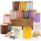 MILIVIXAY Paquete de 12 tarros de cristal multicolor de 12 onzas con tapas y kits de fabricación de velas, tarros vacíos a granel para hacer velas, recipientes de especias y polvo.