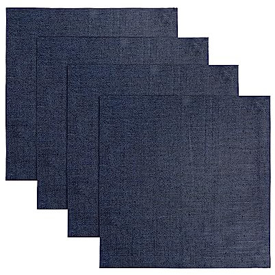 Solino Home Platzsets aus Leinen, quadratisch, Chambray, Marineblau, 35,6 x 35,6 cm, 100 % reines Leinen, 4 Stück