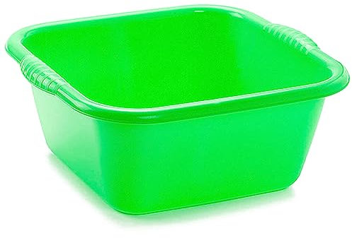 ACAN Tradineur - Cubo, Barreño, Tina Multiusos - Fabricado en plástico - Producto y Utensilio de Limpieza - Forma Cuadrada - Capacidad de 15 litros - 48 x 47 x 19 cm - Color Verde