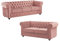 Vente-unique-Divano 3 posti e 2 posti in Velluto Rosa pastello - CHESTERFIELD