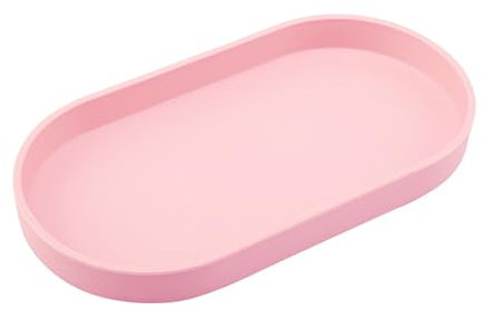 VCREATC Pinkes kleines Tablett (25,4 cm), ovales Tablett für Badewanne, Badezimmer, Waschtischartikel, Arbeitsplatten-Organizer, Seife, Parfüm.
