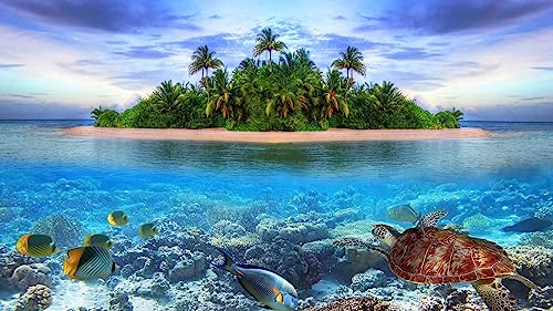 Puzzel Für Erwachsene Eine Insel Mit Palmen Und Fischen 75 * 50Cm