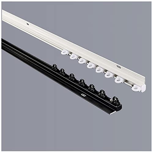 AAMNA Deckenvorhangschienen-Set, Aluminium-Vorhangschienen und Beschläge, Schienensystem weiß/schwarz, einfache Installation, für Veranda-Balkon (Farbe: Weiß, Größe: 200 cm (6,6 Fuß))